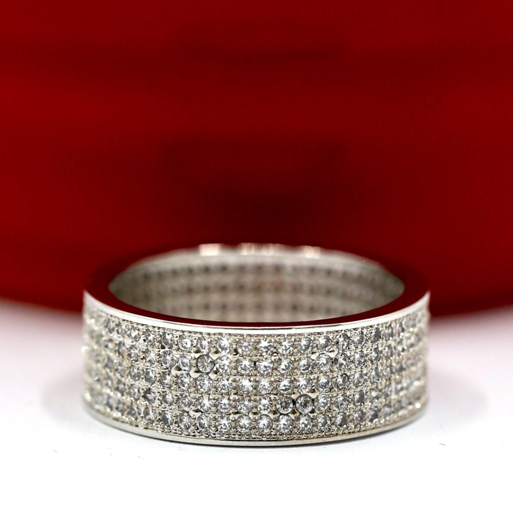 18k Gold Dipped White Topaz Pave Band - image 8